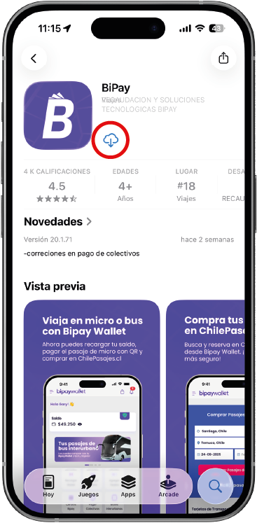 Paso 1 descargar app Bipay Wallet